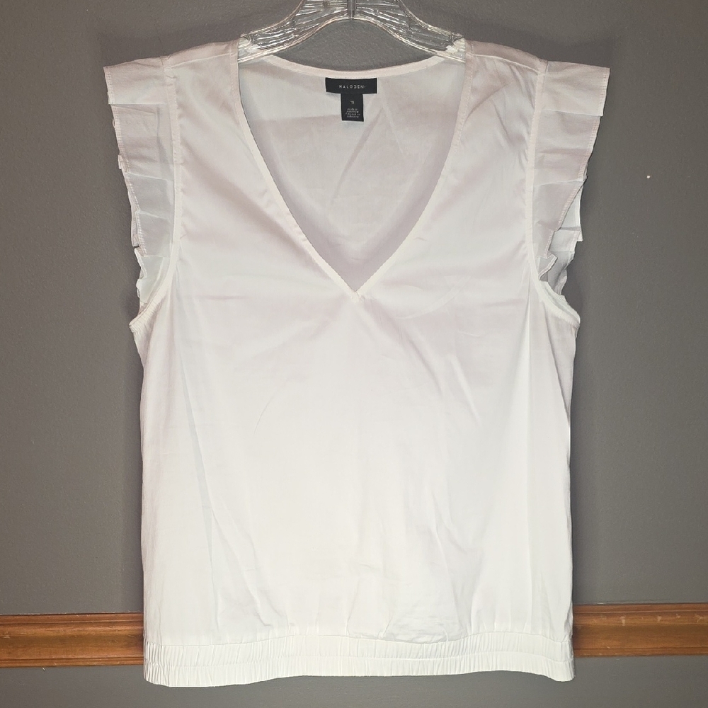 Halogen White Ruffle Sleeve Blouse